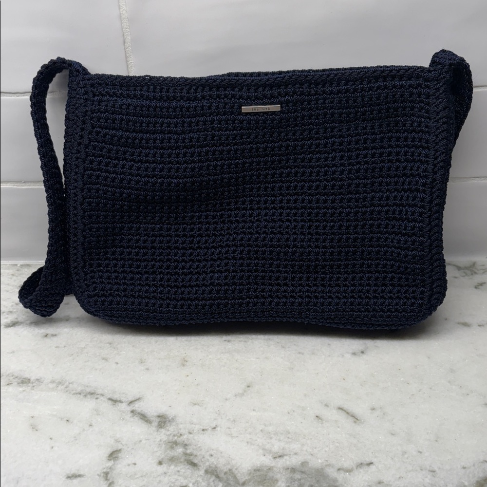 The Sak Navy Crochet Shoulder Bag